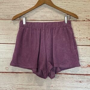 NWT Suzie Kondi Tefta Beach Terry Track Shorts in Dusty Lavender Sz S